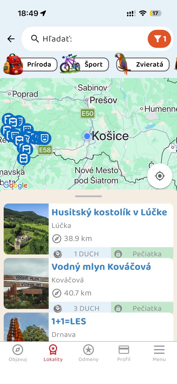 Mapa lokalít